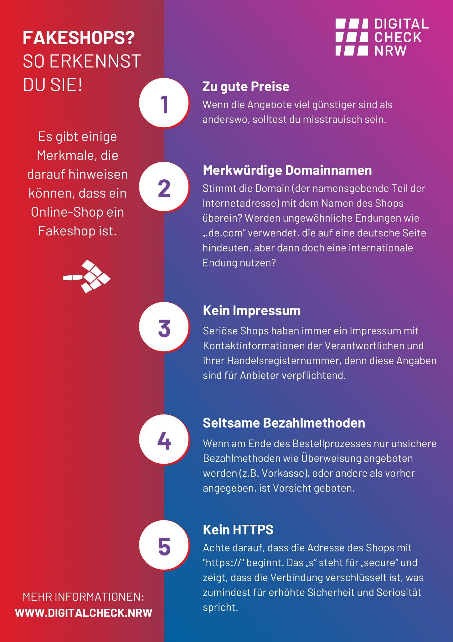 Infografik um Fake Shops zu erkennen