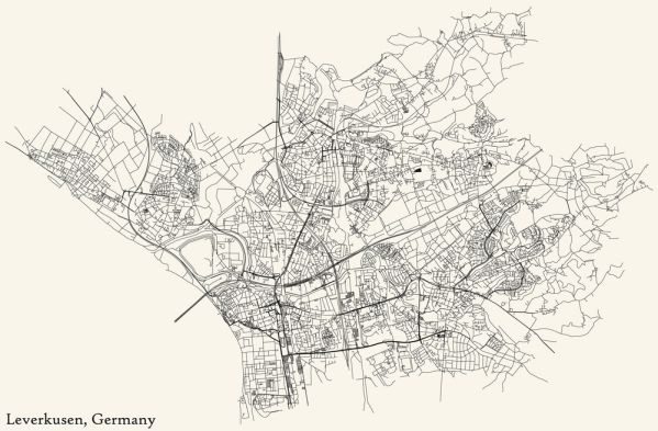 der Stadtplan von Leverkusen