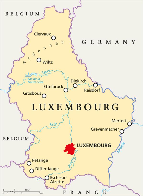 eine Karte von Luxemburg 